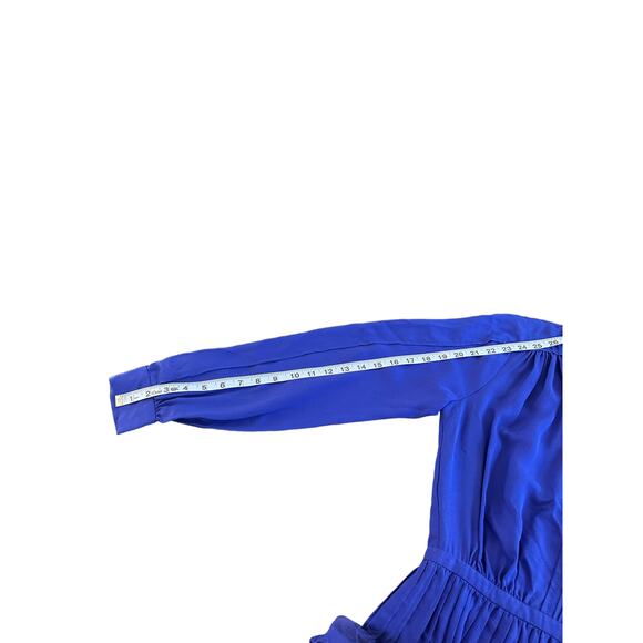 Diane Von Furstenberg Blue Silk Tawney Business Career Long Sleeve Dress Size 8 - Picture 9 of 11